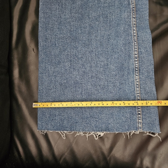 Zara Wide-Leg Flat Front Blue Raw Hem Stretchy Sz 4 US Jeans - Picture 7 of 11